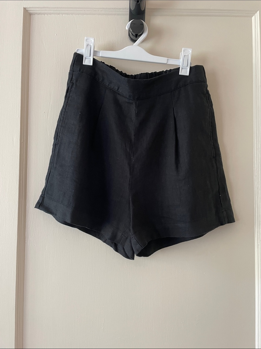 Madewell Black High-Rise Linen Blend Shorts